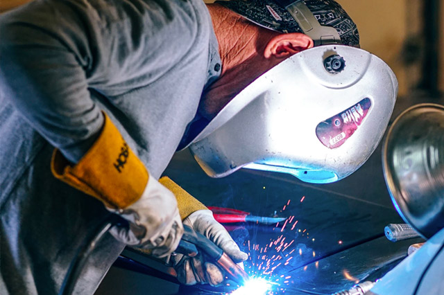 Worker soldering